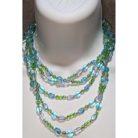 Givenchy Blue Green Glass Mermaid Necklace - Picture 2 of 6